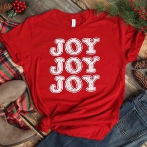 Red Christmas T-shirt JOY JOY JOY